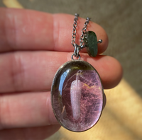 Feather Reverse Intaglio over Watermelon Tourmaline Necklace
